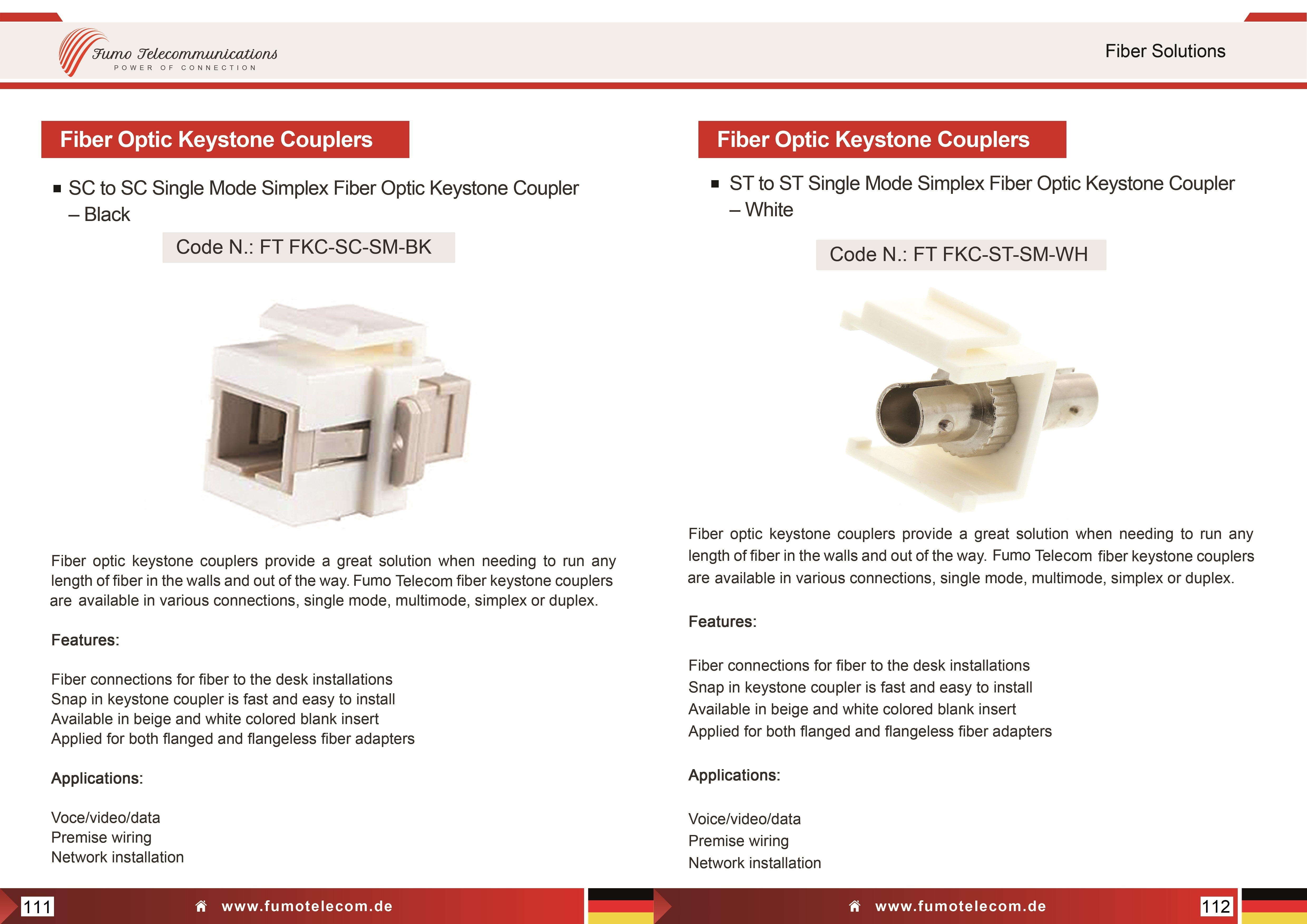 ST to ST Single Mode Simplex Fiber Optic Keystone Coupler - White